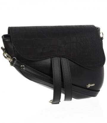 Luxusní černá crossbody kabelka s kroko vzorem M301 GROSSO Luxusní černá crossbody kabelka s kroko vzorem M301 GROSSO