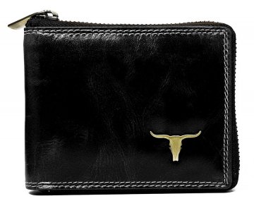 Černá pánská kožená peněženka RFID obvodový zip v krabičce WILD Černá pánská kožená peněženka RFID obvodový zip v krabičce WILD