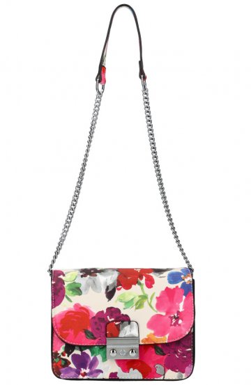 Crossbody dámská kabelka na řetízku v květovaném motivu XS7033 béžová Crossbody dámská kabelka na řetízku v květovaném motivu XS7033 béžová