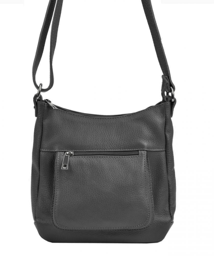 Kožená crossbody dámská kabelka Patrizia Piu tmavě šedá Kožená crossbody dámská kabelka Patrizia Piu tmavě šedá