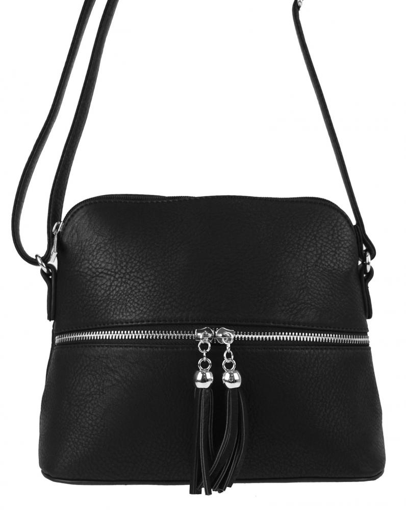 Malá crossbody kabelka se stříbrným zipem NH6021 černá Malá crossbody kabelka se stříbrným zipem NH6021 černá