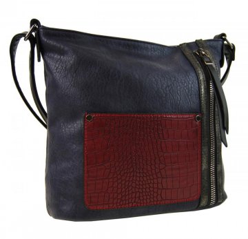 Dámská crossbody kabelka s čelní kroko kapsičkou F-014 modrá Dámská crossbody kabelka s čelní kroko kapsičkou F-014 modrá