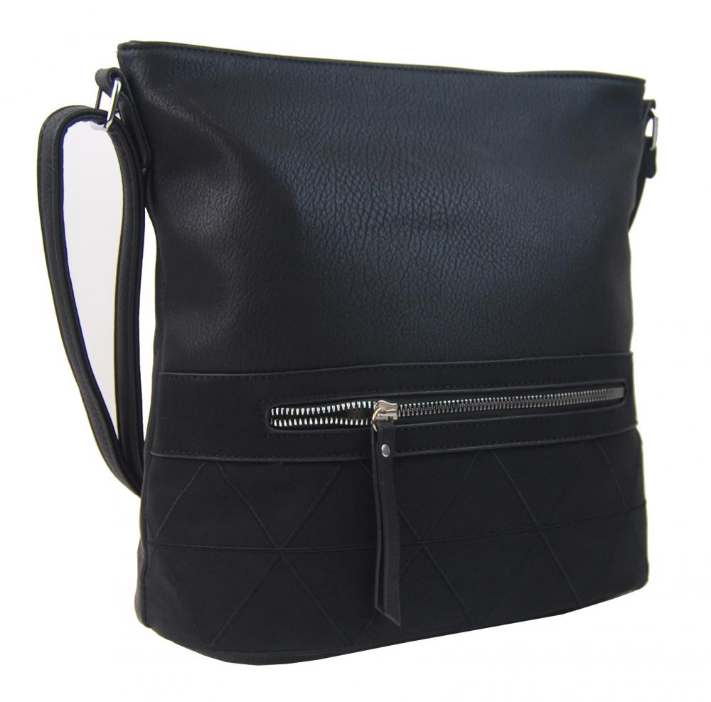 Větší crossbody dámská kabelka černá s čelní kapsou NH8101 Větší crossbody dámská kabelka černá s čelní kapsou NH8101