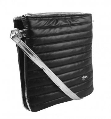 Černo-stříbrná prošívaná crossbody kabelka M188 GROSSO Černo-stříbrná prošívaná crossbody kabelka M188 GROSSO