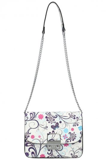 Crossbody dámská kabelka na řetízku v květovaném motivu XS7033 bílá Crossbody dámská kabelka na řetízku v květovaném motivu XS7033 bílá