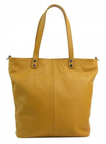 Kožená velká dámská shopper kabelka Juliette hořčicová žlutá Kožená velká dámská shopper kabelka Juliette hořčicová žlutá