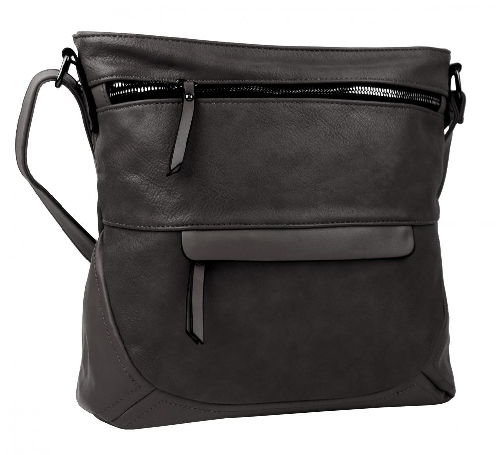 Tmavě šedá crossbody dámská kabelka střední velikosti T5069 Tmavě šedá crossbody dámská kabelka střední velikosti T5069