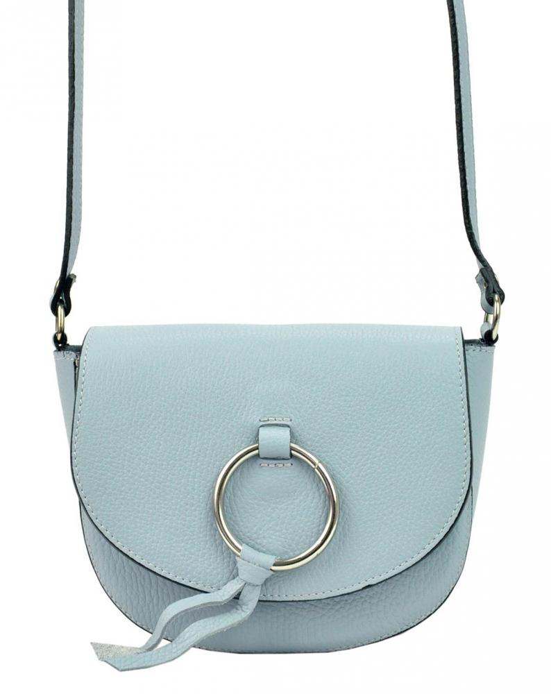 Kožená světle modrá malá dámská crossbody kabelka Patrizia Piu Dollaro Kožená světle modrá malá dámská crossbody kabelka Patrizia Piu Dollaro