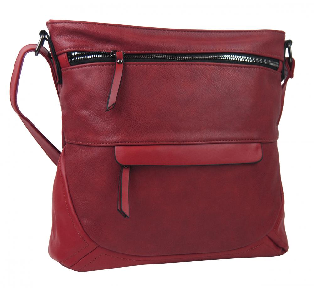 Červená crossbody dámská kabelka střední velikosti T5069 Červená crossbody dámská kabelka střední velikosti T5069