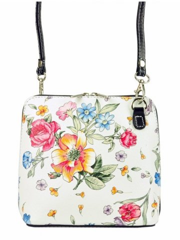 Kožená malá dámská crossbody kabelka s motivem květů černá Kožená malá dámská crossbody kabelka s motivem květů černá