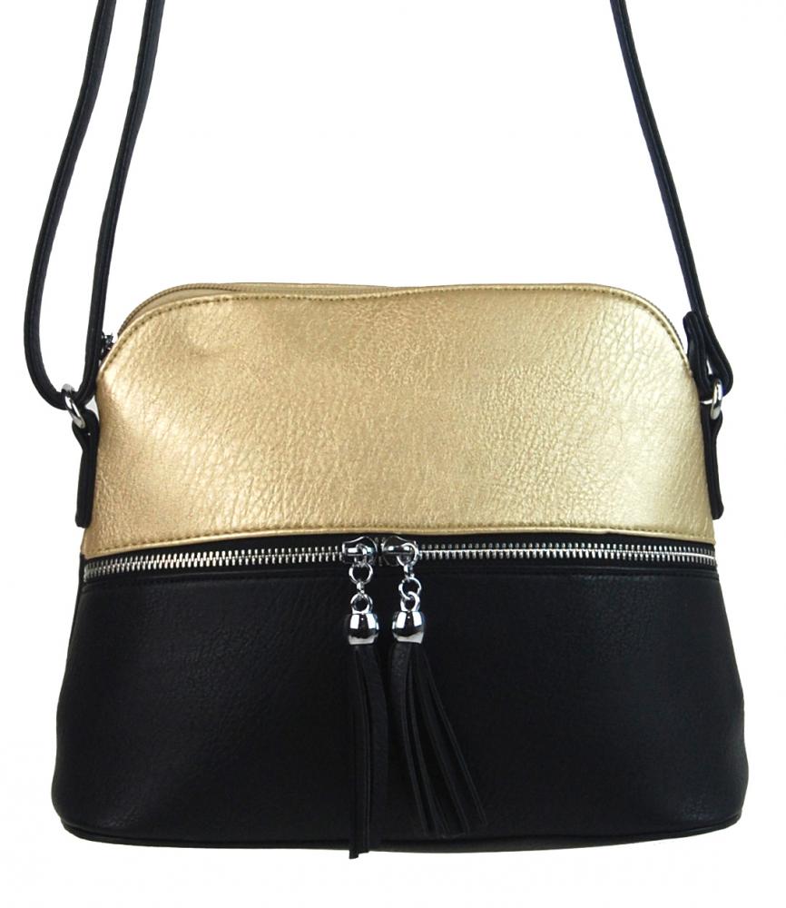Malá crossbody kabelka se stříbrným zipem NH6021 zlatá Malá crossbody kabelka se stříbrným zipem NH6021 zlatá