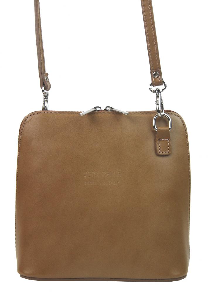 Kožená malá dámská crossbody kabelka přírodní hnědá Kožená malá dámská crossbody kabelka přírodní hnědá