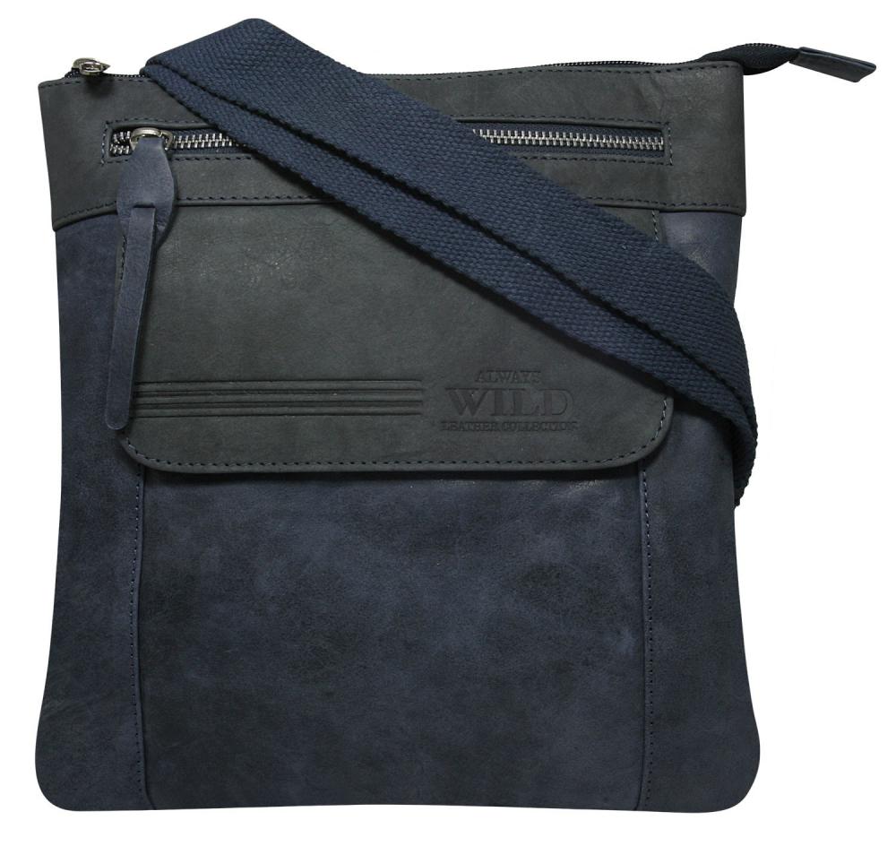 WILD Kožená pánská crossbody taška modrá WILD Kožená pánská crossbody taška modrá