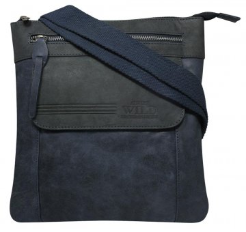 WILD Kožená pánská crossbody taška modrá WILD Kožená pánská crossbody taška modrá