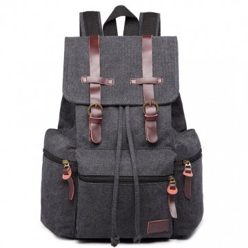 KONO velký černý multifunkční batoh s koženými doplňky UNISEX KONO velký černý multifunkční batoh s koženými doplňky UNISEX