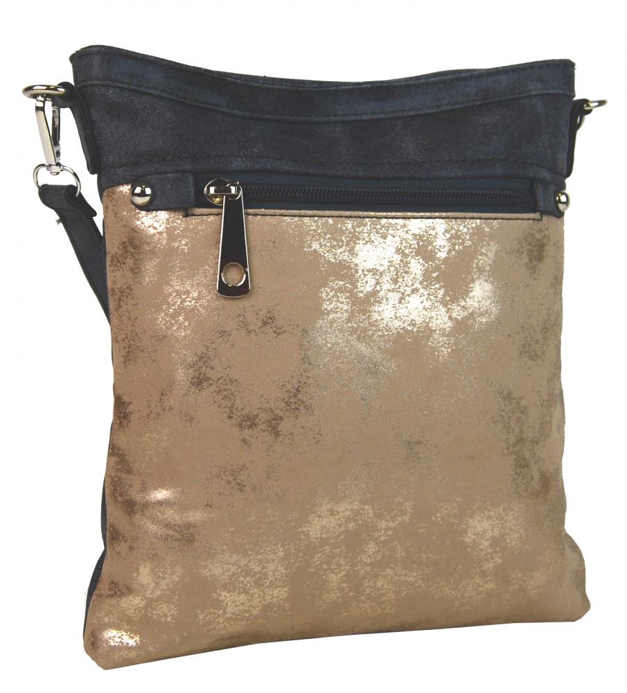 Elegantní malá dámská crossbody kabelka 16174 šedo-zlatá Elegantní malá dámská crossbody kabelka 16174 šedo-zlatá