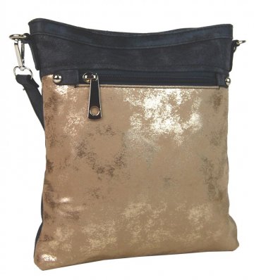 Elegantní malá dámská crossbody kabelka 16174 šedo-zlatá Elegantní malá dámská crossbody kabelka 16174 šedo-zlatá
