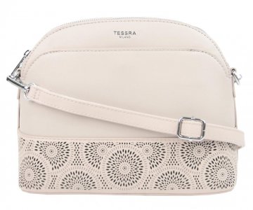 Krémová crossbody dámská kabelka s čelní kapsou TESSRA Krémová crossbody dámská kabelka s čelní kapsou TESSRA